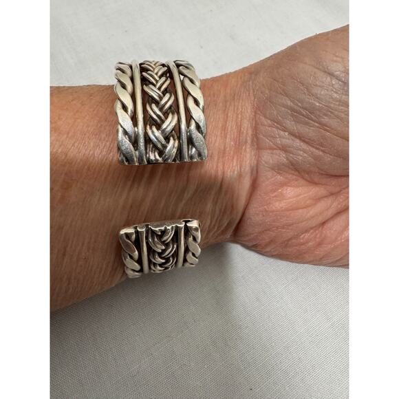 Taxco Sterling Silver Cuff Bracelet Braided Woven Twisted Braid 40 grams Vintage - Picture 11 of 11